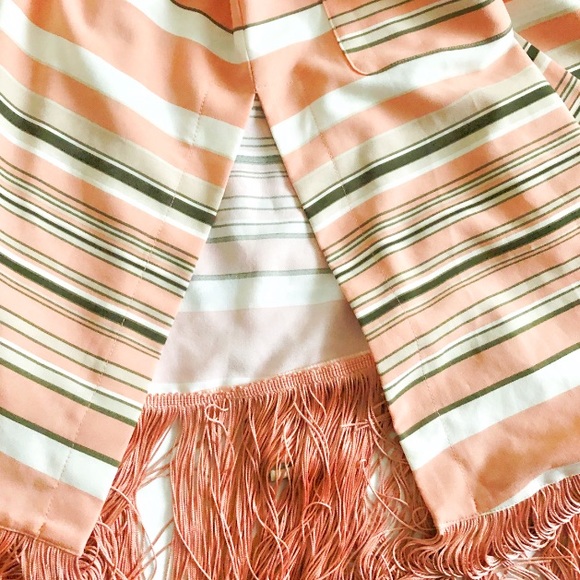 7th Avenue Striped Fringed Kimono Jacket Robe - Picture 7 of 13